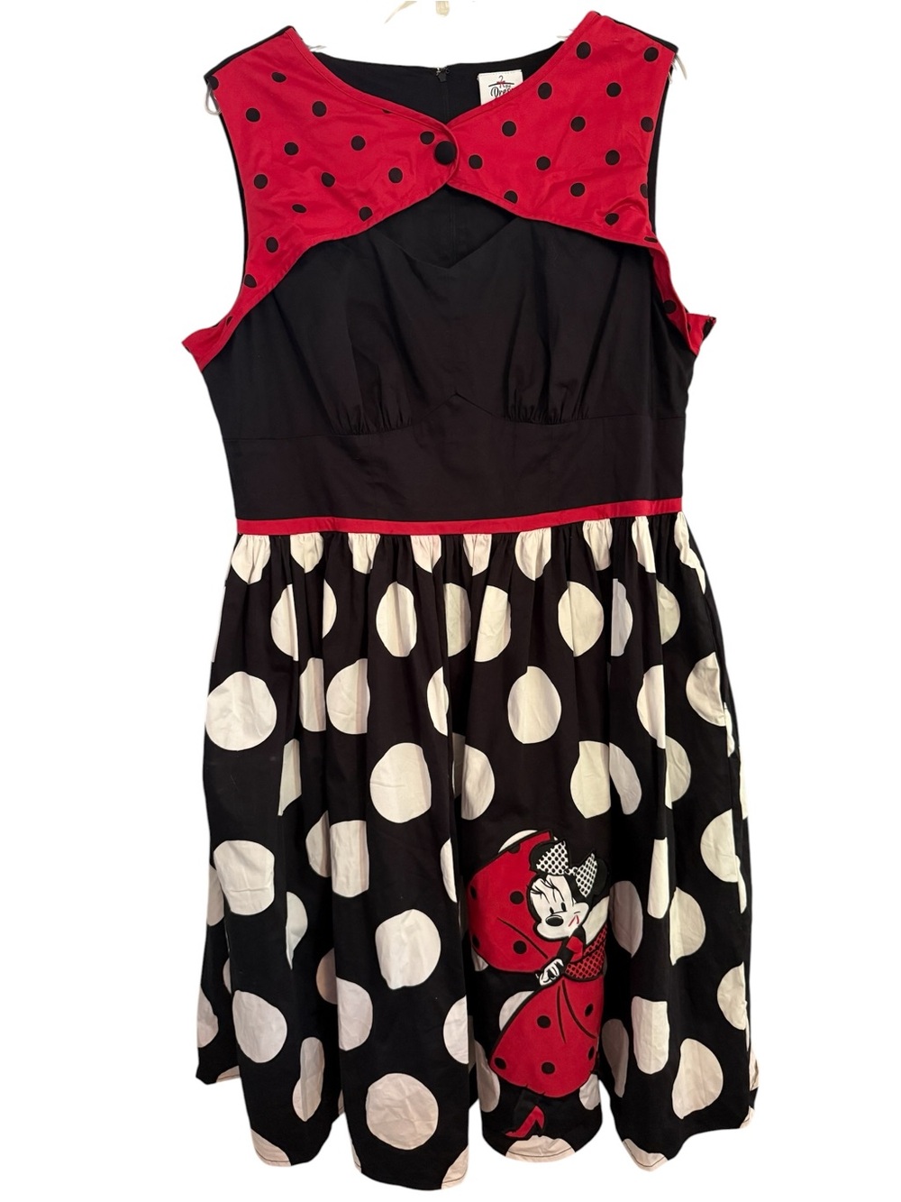 Disney Dress Shop Pin up Minnie Mouse Black & Red Polka Dot Party Dress size XL
